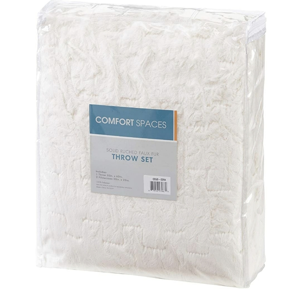 🆕️3 Pcs Throw Blanket & Pillow covers Ivory Color - Picture 4 of 4